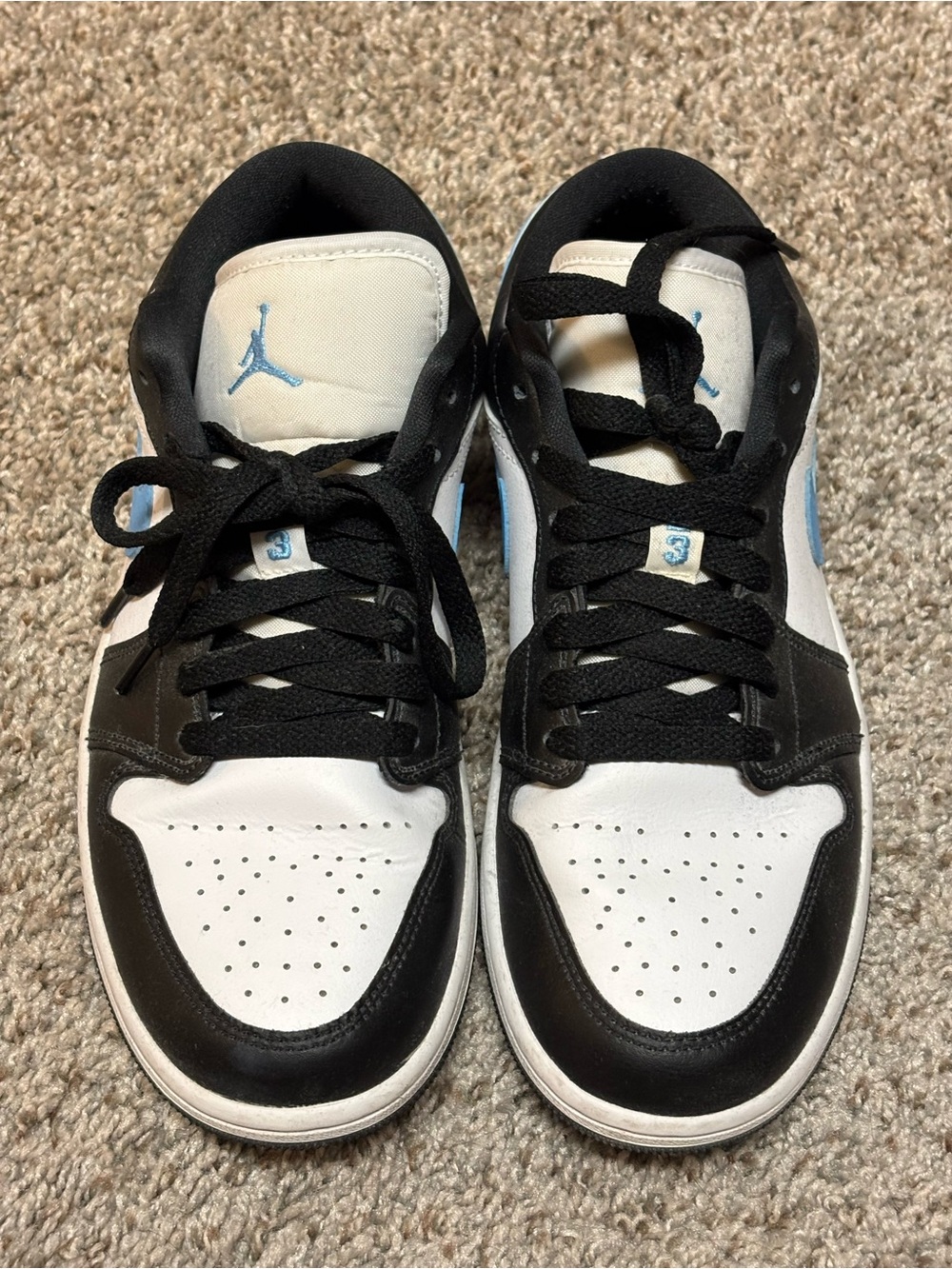 Jordan Black, White & Light Blue Low-Top Sneakers - Women’s - Picture 4 of 6
